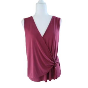 LOFT Sleeveless Knotted Wrap Top Burgandy Size Small EUC
